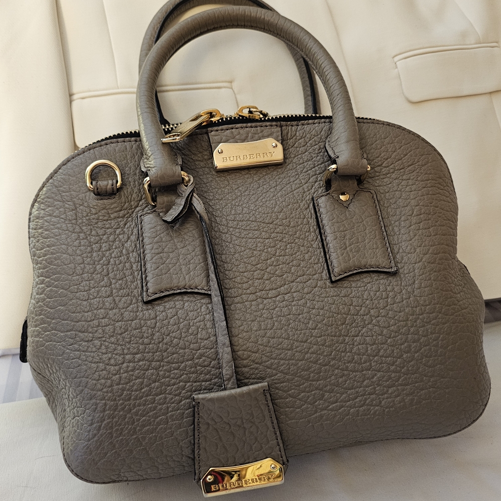 Burberry Gray Leather Dome Satchel